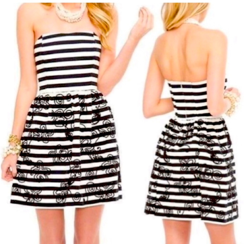 NWT 258.00 Lilly Pulitzer Payton Black Swizzle Stripe BRAND NEW!